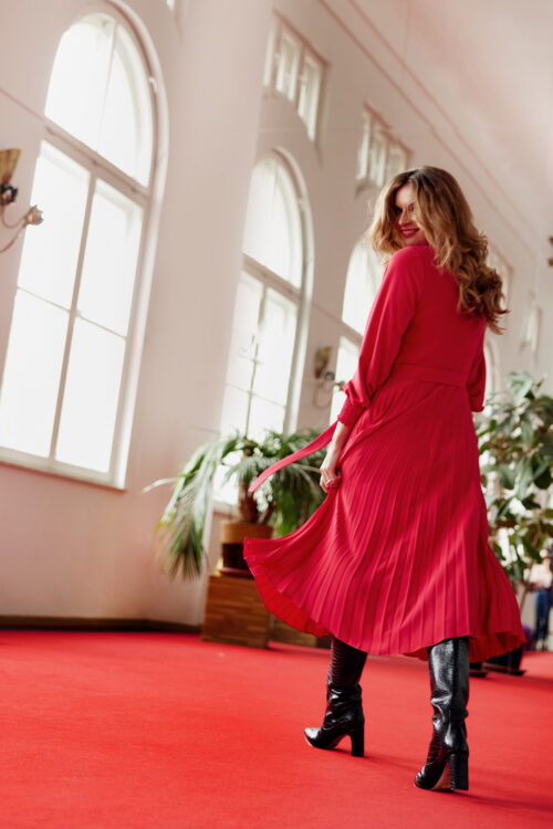Danielle czerwona plisowana sukienka